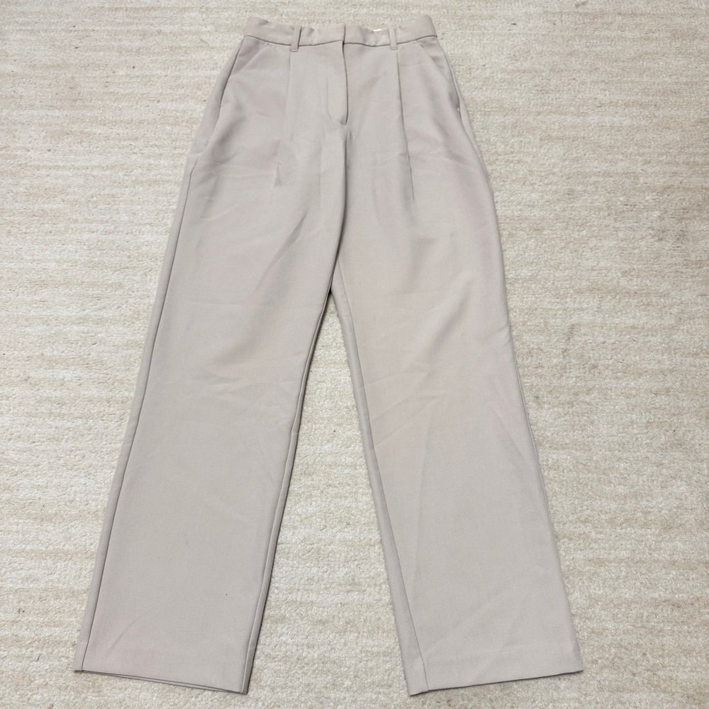 Abercrombie & Fitch Wide Leg Trousers in Light Beige